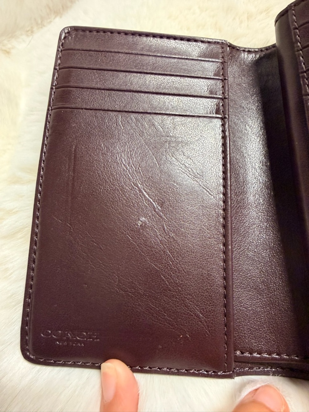 Coach Black Signature Compact Wallet with Pink Snap Tab - Picture 8 of 13